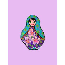 MiniQ's Bijuteri Miniq's Handmade Ahşap Köylü Güzeli Mavi Broş