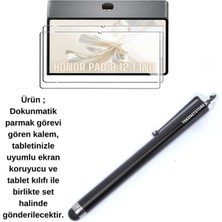 TEKNETSTORE Honor Pad 9 12.1 Inç Uyumlu Kalem Bölmeli Standlı Silikon Kılıf + Ekran Koruyucu + Kalem 3'lü Set