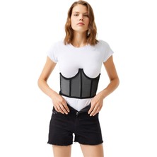 Cottonhill Siyah Tül Detaylı Transparan Balenli Kadın Büstiyer