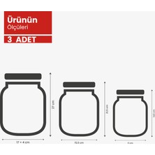 Palpak Kalp Desenli Metal Kapaklı Kavanoz Görünümlü Saklama Poşeti-3 Adet(1 Büyük, 1 Orta, 1 Küçük )
