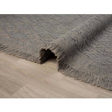 Carpetrium Home Antique Prm Stone - Dört Tarafı Saçaklı Pamuklu Yıkanabilir Kilim