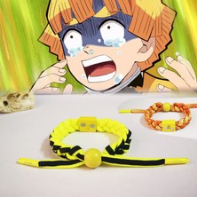 Mingjin Shop 1 No.21 Boyutu Yeni Anime Iblis Avcısı Kamado Tanjirou Agatsuma Zenitsu Ayarlanabilir El Örgüsü Bileklik El Halat Cosplay Sahne Hediye (Yurt Dışından)