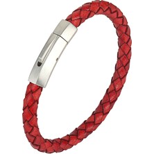 Mingjin Shop 1 22,5cm Tarzı TZ1032 Yeni Hakiki Örgülü Deri Bilezik Erkek Kadın Paslanmaz Çelik Toka Retro Erkek Bileklik Bilezik Punk Takı Pulseira (Yurt Dışından)