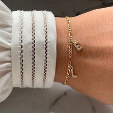 Mingjin Shop 1 L Tarzı YS25112D0W0 A-Z Ilk Mikro Açacağı Kübik Zirkon Mektup Charm Paslanmaz Çelik Figaro Zincir Bilezikler Kadınlar Için Severler Takı Hediye Bileklik (Yurt Dışından)
