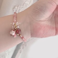 Mingjin Shop 1 No.2 Boyutu Yeni Renk Basit Sevimli Seramik Şanslı Kedi Yıldız Bilezik El Dokuması Kırmızı Renkler Halat Bileklik Kadınlar Için Genç Kız Takısı Hediye (Yurt Dışından)