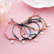 Mingjin Shop 1 No.2 Boyutu Yeni Renk Basit Sevimli Seramik Şanslı Kedi Yıldız Bilezik El Dokuması Kırmızı Renkler Halat Bileklik Kadınlar Için Genç Kız Takısı Hediye (Yurt Dışından)