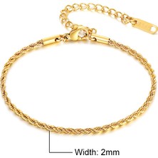 Mingjin Shop 1 979G-16-2 Vnox mm Bükülmüş Zincir Bileklik Kadın Erkek, Altın Rengi Paslanmaz Çelik Bağlantı Zinciri, Ayarlanabilir Minimalist Metal Takı (Yurt Dışından)