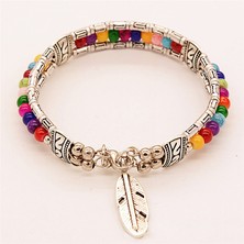Mingjin Shop 1 No.8 Boyutu Vintage Et Boncuk Charm Bilezik ve Bilezikler Kadınlar Için Bohem Doğal Taş Bilezikler Pulseras Femme (Yurt Dışından)