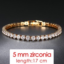 Mingjin Shop 1 H086-17CM Zhouyang Tenis Bilekliği Kadınlar Için Lüks 4 Pençeleri Mozaik Kübik Zirkonya Gül Altın Renk Düğün Moda Takı H027 H080 (Yurt Dışından)