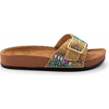 Bambi Altın Taşlı  Kadın Terlik K04784040687