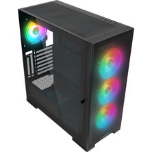 Rampage Magnıfıc Mesh Manyetik Temperli Camlı Siyah 4*12CM Rgb Fan Atx Mid-T Gaming Oyuncu Kasası