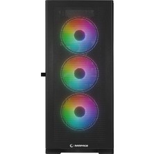 Rampage Magnıfıc Mesh Manyetik Temperli Camlı Siyah 4*12CM Rgb Fan Atx Mid-T Gaming Oyuncu Kasası