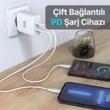 Bix BX2P50 50W PD 2*Type-C Girişli Gelişmiş Şarj Teknolojisi ile Donatılmış Seyahat Adaptörü