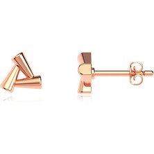 İndigo Takı Minimalist Sade Üçgen Rose Gümüş Küpe