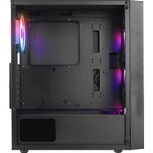 Rampage Slıder Mesh LED Şerit Temperli Cam Siyah 4*12CM Sabit Rgb Fan Atx Mid-T Gaming Oyuncu Kasası