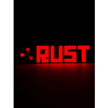 Domini Rust - Rgb LED Işıklı 3 Boyutlu Tabela - 20CM x 5cm x 2cm (Bluetooth Kontrollü)