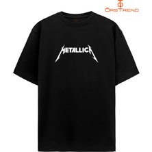 Ors Trend Metallica Baskılı Oversize Tişört