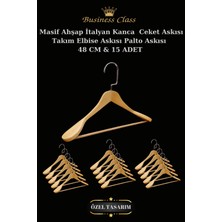 Manken İstanbul 15 Adet 48 cm Krom İtalyan Kanca Masif Ahşap Elbise Askısı