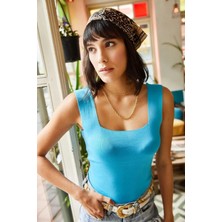 Işılda Fashion Kadın Kare Yaka Triko Bluz