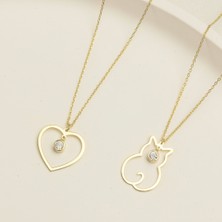 Usho Jewelry 925 Ayar Gümüş Taşlı Kalp Kadın Kolye