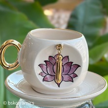 Bsk Ceramics Handmade Harfli Lotus Kahve Fincanı “ınner Peace”