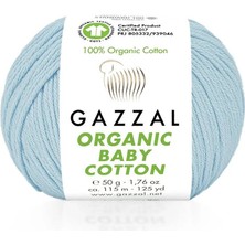 Gazzal Organic Baby Cotton El Örgü İpi Kristal Mavi 423