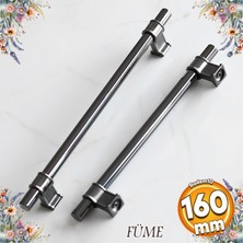 Badem10 Hisar Füme Düz Metal Kulp 160 mm Çekmece Mobilya Mutfak Dolabı Kulbu
