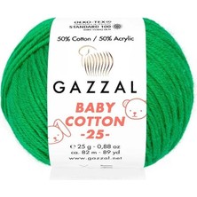 Gazzal Baby Cotton 25 El Örgü İpi Yeşil 3456