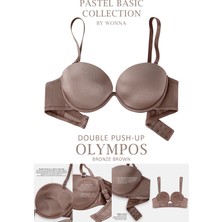 Wonna Olympos 2537 Bronz Kahve Double Push Up / Ekstra Dolgulu Midesiz Straplez Mikro Basic Sütyen