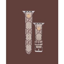 Dukkan Case Bej Kumaş Apple Saat Kayışı - DK192 - Apple Watch Uyumlu 41MM