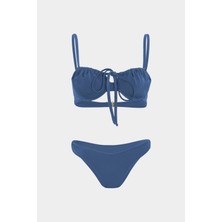 Açelya Okcu Premium Büzgü Detaylı Luna Slim Fit Kadın Bikini Üstü