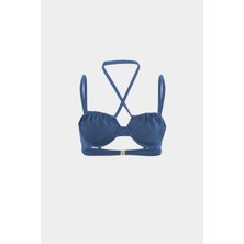 Açelya Okcu Premium Büzgü Detaylı Luna Slim Fit Kadın Bikini Üstü