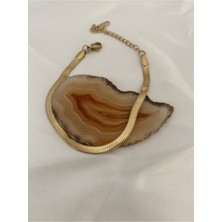 Ats Jewellery Altın Renk Unisex 4mm Italyan Vip Kararmaz Solmaz Çelik Bileklik