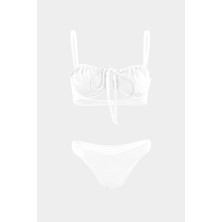 Açelya Okcu Premium Büzgü Detaylı Luna Slim Fit Kadın Bikini Üstü