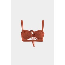 Açelya Okcu Premium Büzgü Detaylı Luna Slim Fit Kadın Bikini Üstü