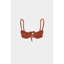 Açelya Okcu Premium Büzgü Detaylı Luna Slim Fit Kadın Bikini Üstü