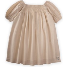 Cigit Sıra Lastikli Elbise 2-7 Yaş Ekru