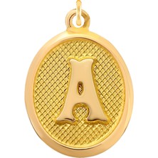 Prenses Pırlanta 14 Ayar Altın A Harfi Kolye Ucu Nostaljik Desenli Zincir Dahil Değildir