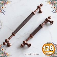 Badem10 Ladin Eskitme Antik Bakır Metal 128 mm Mobilya Mutfak Çekmece Dolap Dolabı Kulpu Kulbu Kulpları