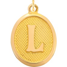 Prenses Pırlanta 14 Ayar Altın L Harfi Kolye Ucu Nostaljik Desenli Zincir Dahil Değildir