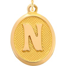 Prenses Pırlanta 14 Ayar Altın N Harfi Kolye Ucu Nostaljik Desenli Zincir Dahil Değildir
