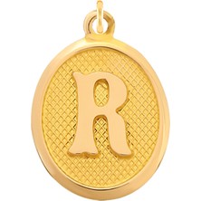 Prenses Pırlanta 14 Ayar Altın R Harfi Kolye Ucu Nostaljik Desenli Zincir Dahil Değildir