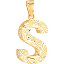 Prenses Pırlanta 14 Ayar Altın S Harfi Kolye Ucu Parlak Kalemli Işıltılı Zincir Dahil Değildir