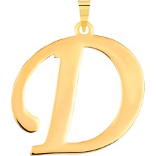 Prenses Pırlanta 14 Ayar Altın D Harfi Kolye Ucu El Işi Tasarım Harf Zincir Dahil Değildir