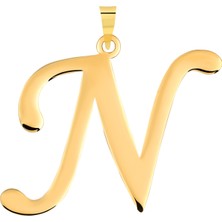 Prenses Pırlanta 14 Ayar Altın N Harfi Kolye Ucu El Işi Tasarım Harf Zincir Dahil Değildir