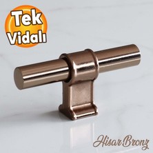 Badem10 Hisar Bronz Metal Düğme Tek Vidalı Çekmece Mutfak Mobilya Dolabı Kulbu