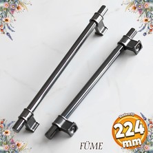 Badem10 Hisar Füme Düz Metal Kulp 224 mm Mobilya Çekmece Mutfak Dolabı Kulbu