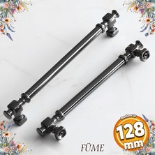 Badem10 Talas Füme Düz Metal Kulp 128 mm Mobilya Çekmece Mutfak Dolabı Kulbu
