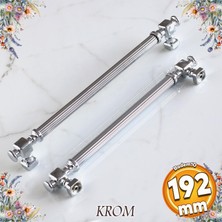 Badem10 Talas Krom Çizgili Metal Kulp 192 mm Mobilya Çekmece Mutfak Dolabı Kulbu