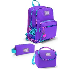 Coral High Mor Leopar Desenli 3’lü Okul Çanta Seti SET0123632